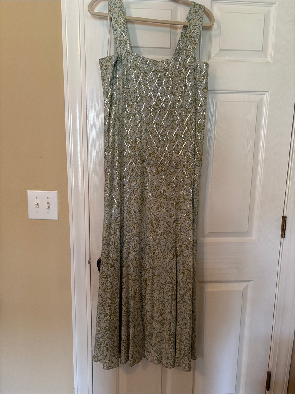MSK Maxi Dress in Sage Green and Silver